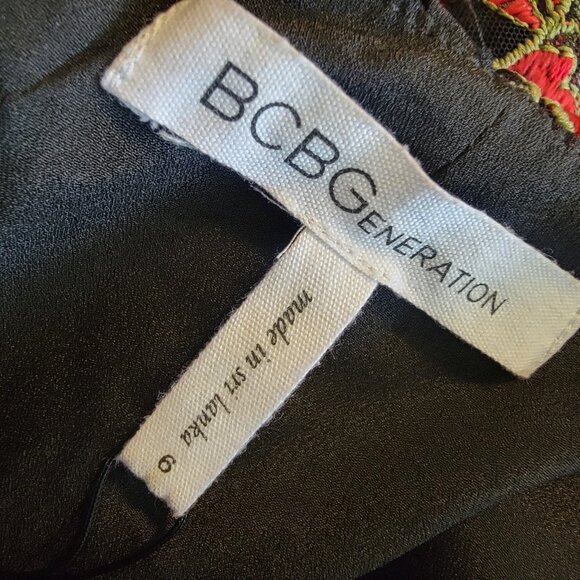 Bcbgeneration Black Multi Floral Embroidered One‎ Shoulder A-Line Dress 6 NWT - Picture 7 of 15